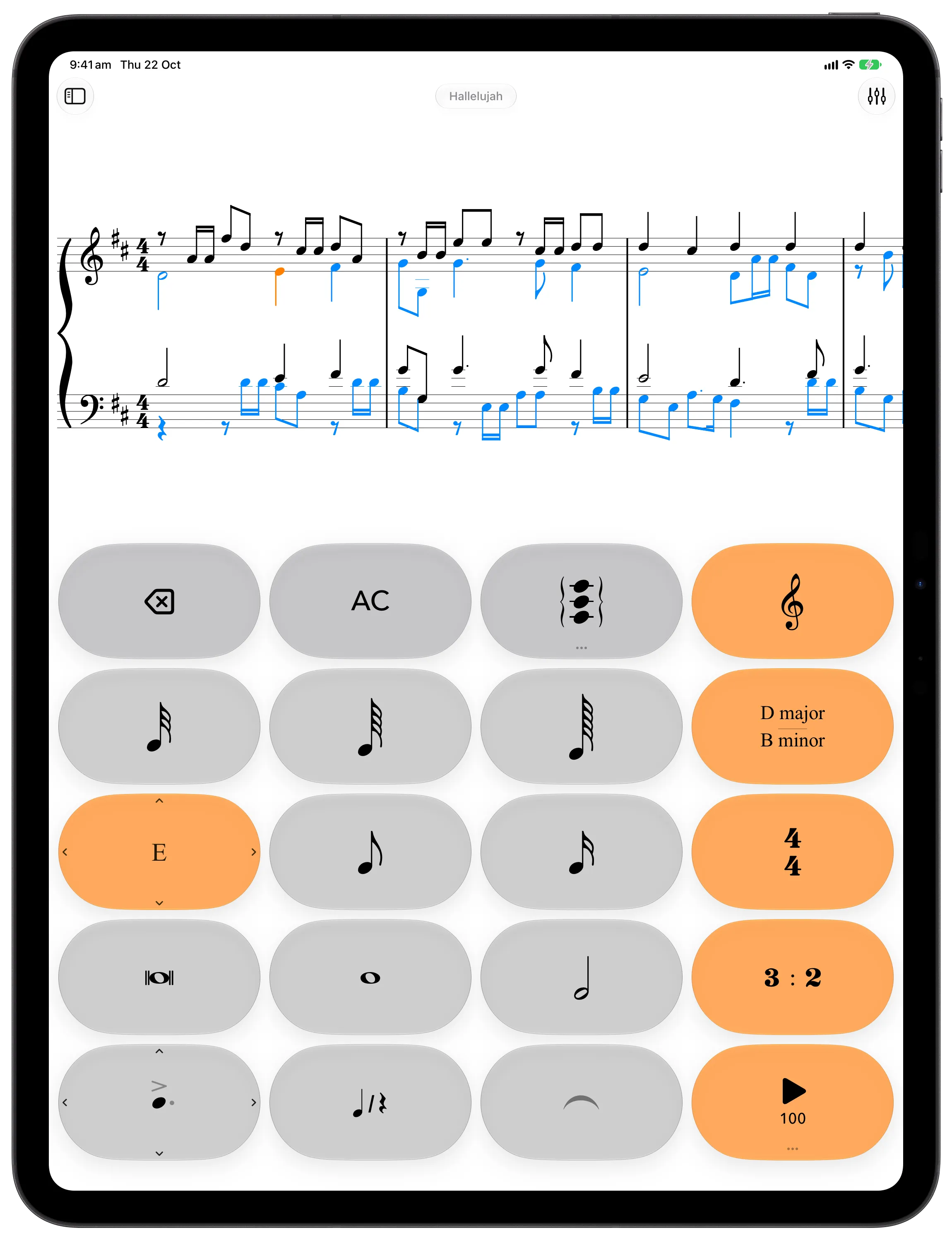 Handel's Hallelujah chorus in four parts, soprano, alto, tenor and bass, on iPad
