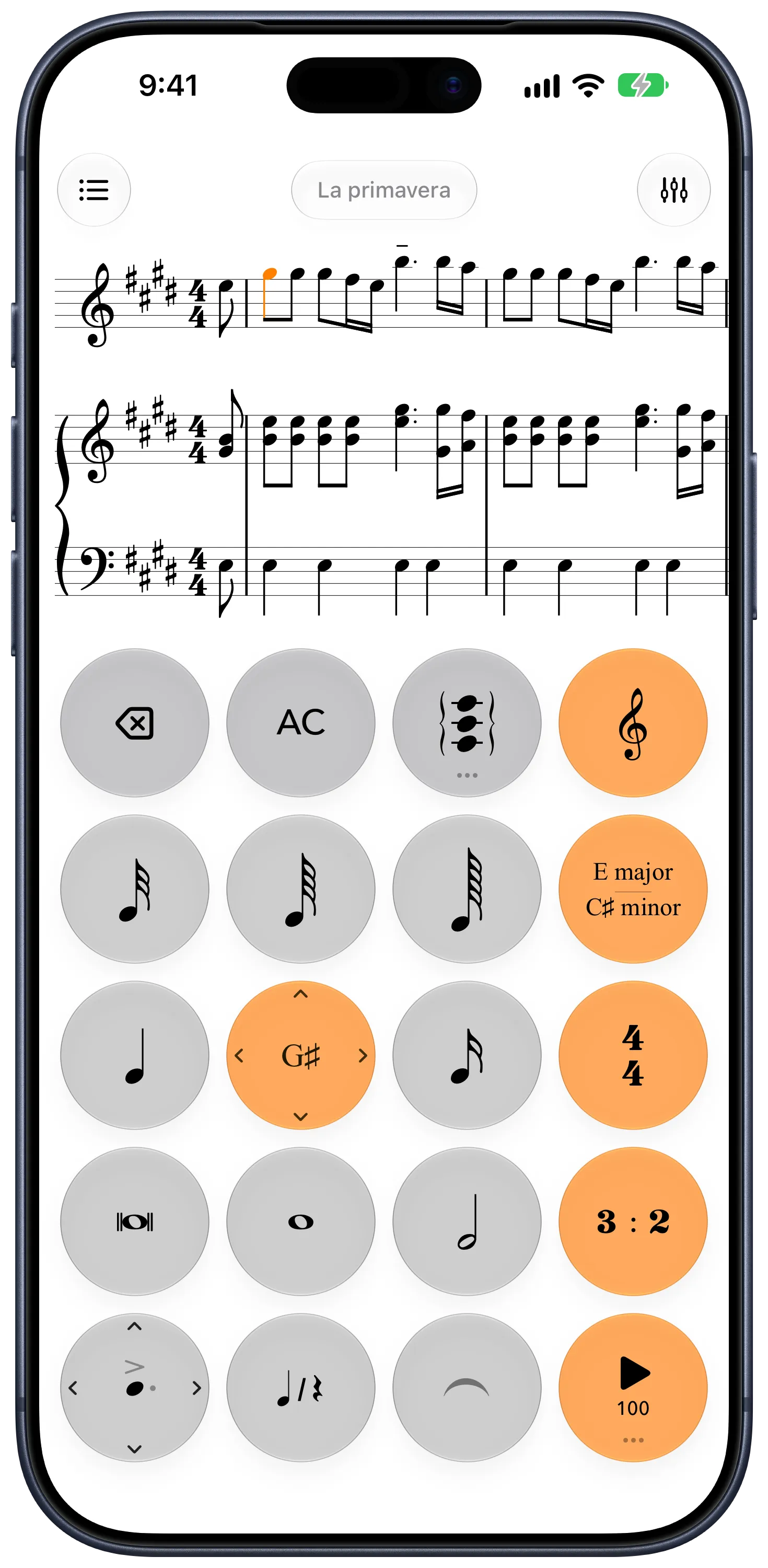 Dragging a note to its pitch, with its name, G#, shown on the key